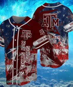 NCAA Texas A&M Aggies Logo Design Baseball Jersay Shirt Full Print Product Photo 1