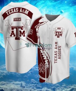 NCAA Texas A&M Aggies Logo Design Fire Ball Baseball Jersey Shirt Full Print