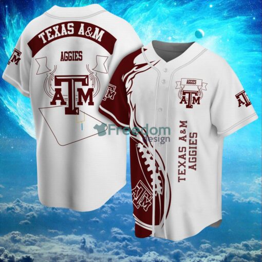 NCAA Texas A&M Aggies Logo Design Fire Ball Baseball Jersey Shirt Full Print Product Photo 1