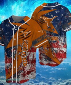 NCAA Texas Longhorns Logo Design Baseball Jersay Shirt Full Print