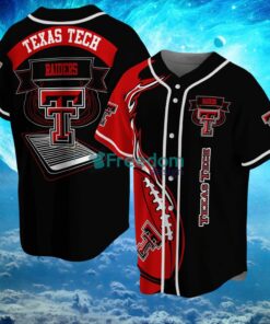 NCAA Texas Tech Red Raiders Logo Design Fire Ball Baseball Jersey Shirt Full Print