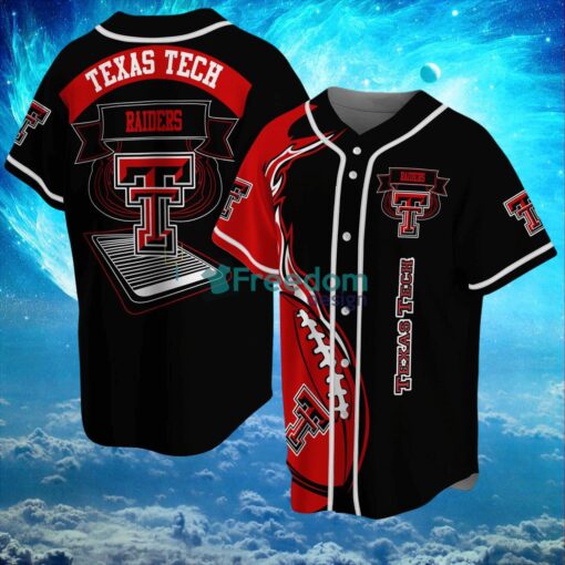 NCAA Texas Tech Red Raiders Logo Design Fire Ball Baseball Jersey Shirt Full Print Product Photo 1