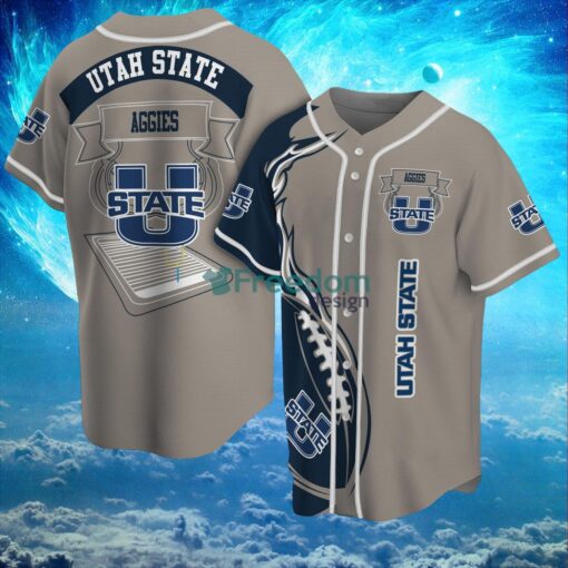 NCAA Utah State Aggies Logo Design Fire Ball Baseball Jersey Shirt Full Print Product Photo 1