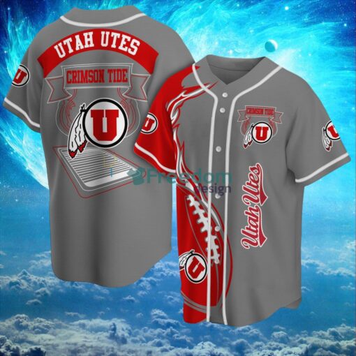 NCAA Utah Utes Logo Design Fire Ball Baseball Jersey Shirt Full Print Product Photo 1