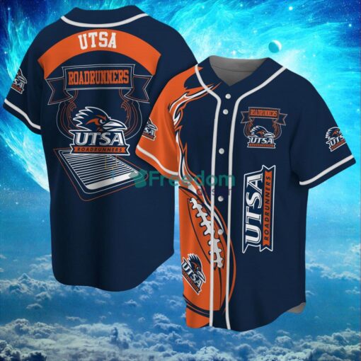 NCAA Utsa Roadrunners Logo Design Fire Ball Baseball Jersey Shirt Full Print Product Photo 1