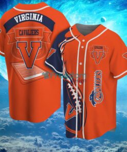 NCAA Virginia Cavaliers Logo Design Fire Ball Baseball Jersey Shirt Full Print