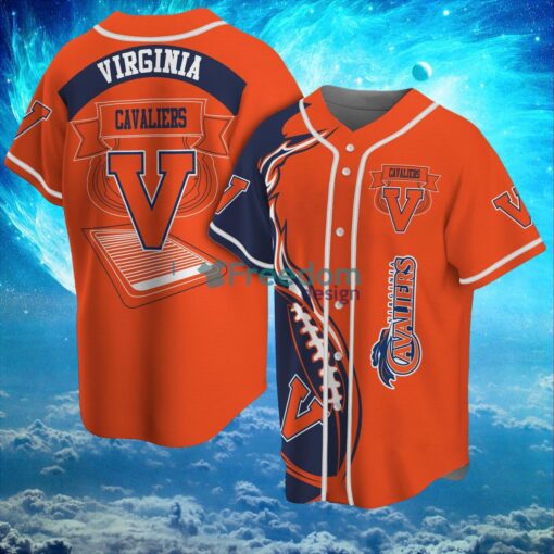 NCAA Virginia Cavaliers Logo Design Fire Ball Baseball Jersey Shirt Full Print Product Photo 1