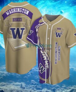 NCAA Washington Huskies Logo Design Fire Ball Baseball Jersey Shirt Full Print