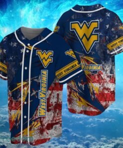 NCAA West Virginia Mountaineers Logo Design Baseball Jersay Shirt Full Print Product Photo 1