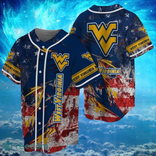 NCAA West Virginia Mountaineers Logo Design Baseball Jersay Shirt Full Print Product Photo 1