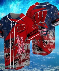 NCAA Wisconsin Badgers Logo Design Baseball Jersay Shirt Full Print Product Photo 1