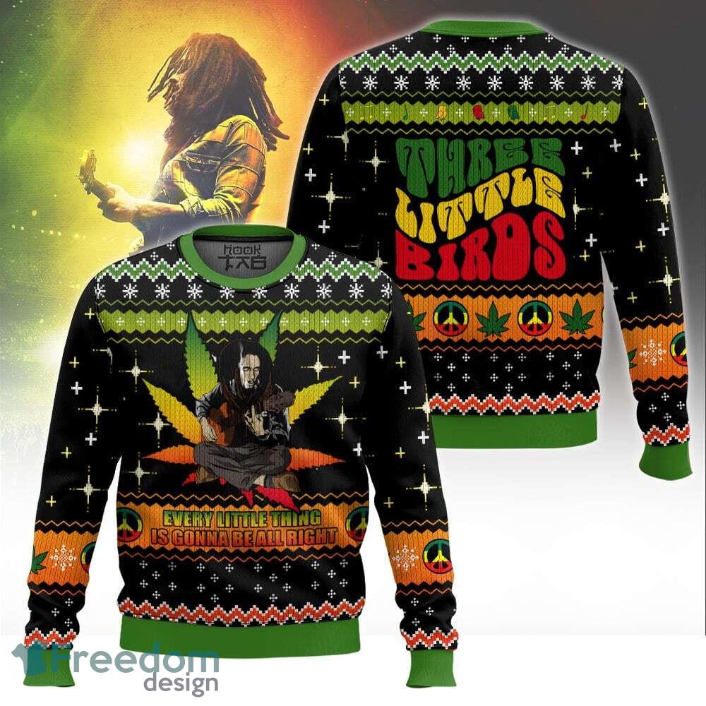New Design Bob Marley 420 Three Little Birds Knitted Christmas Sweater Gift For Adult image New Design Bob Marley 420 Three Little Birds Knitted Christmas Sweater Gift For Adult - New Design Bob Marley 420 Three Little Birds Knitted Christmas Sweater Gift For Adult