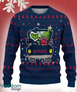New England Patriots Grinch Driving Funny 3D Ugly Christmas Sweater For Men Women