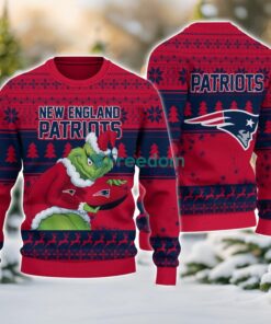 New England Patriots Grinch Ugly Christmas Sweater With Team Logo 3D Printed Christmas Sweater Gift