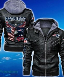 New England Patriots NFL Eagle 2D Leather Jacket Black And Brown Color