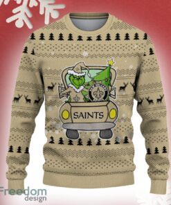 New Orleans Saints Grinch Driving Funny 3D Ugly Christmas Sweater For Men Women