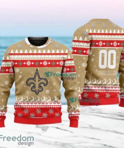 New Orleans Saints Merry Christmas Ugly Sweater New Designs Gift For Fans Custom Name And Number