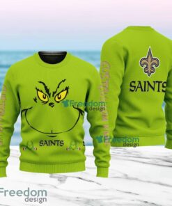 New Orleans Saints NFL Ginch Face Funny Custom Name Ugly Sweater Merry Chistmas Gift For Fans