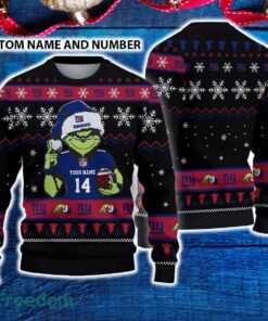 New York Giants 3D Ugly Christmas Sweater Grinch Funny Custom Number And Name