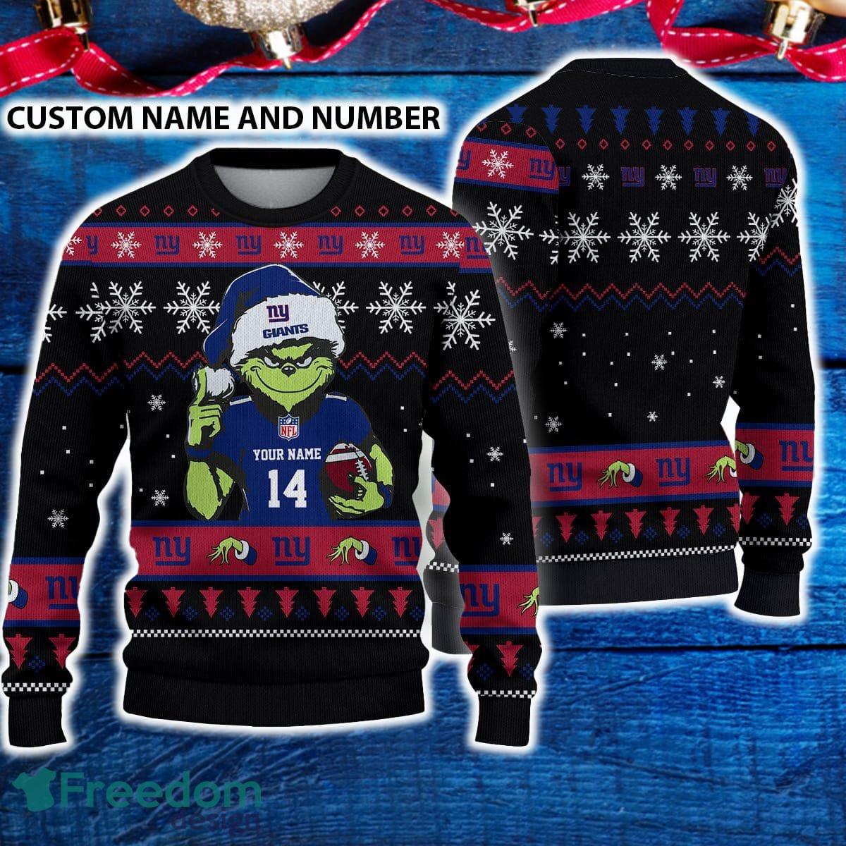 New York Giants 3D Ugly Christmas Sweater Grinch Funny Custom Number And Name image New York Giants 3D Ugly Christmas Sweater Grinch Funny Custom Number And Name - New York Giants 3D Ugly Christmas Sweater Grinch Funny Custom Number And Name