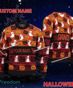 New York Giants Custom Name Halloween Ugly Xmas Sweater For Fans