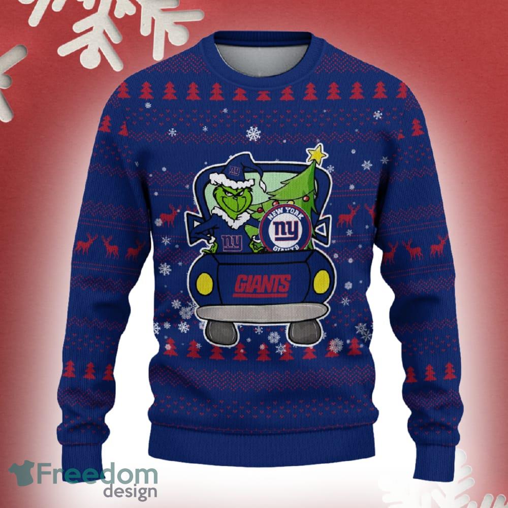 New York Giants Grinch Driving Funny 3D Ugly Christmas Sweater For Men Women image New York Giants Grinch Driving Funny 3D Ugly Christmas Sweater For Men Women - New York Giants Christmas Sweater Grinch Driving Photo 2