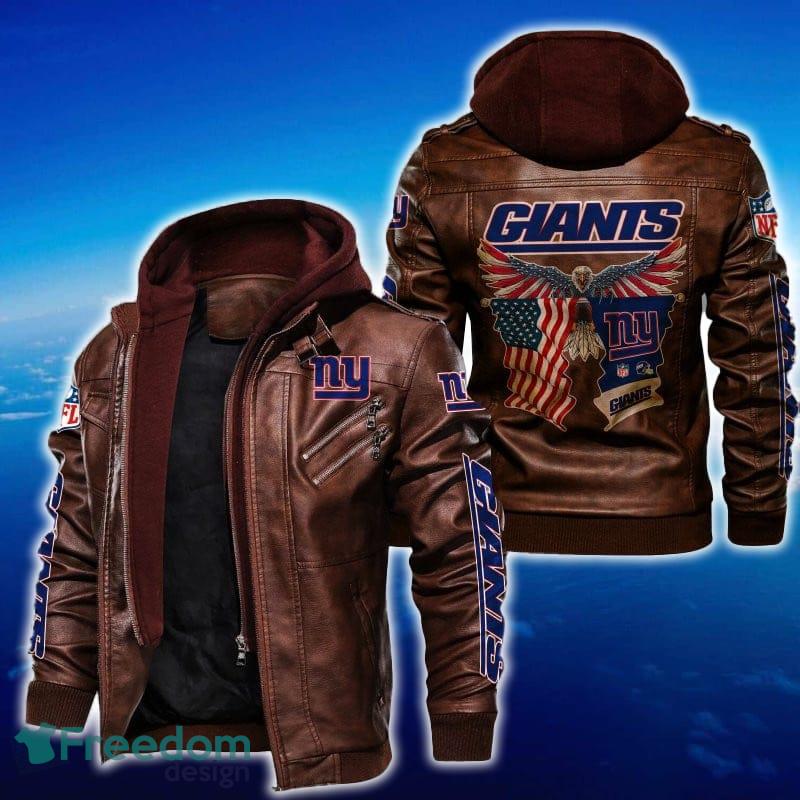 New York Giants NFL Eagle 2D Leather Jacket Black And Brown Color image New York Giants NFL Eagle 2D Leather Jacket Black And Brown Color - New York Giants NFL Eagle Leather Jacket_2
