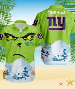 New York Giants NFL  Grinch Merry Merry Christmas House House Tropical Hawaiian Shirt Custom Name