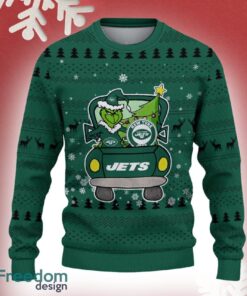 New York Jets Grinch Driving Funny 3D Ugly Christmas Sweater For Men Women