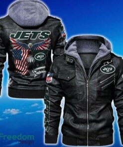 New York Jets NFL Eagle 2D Leather Jacket Black And Brown Color