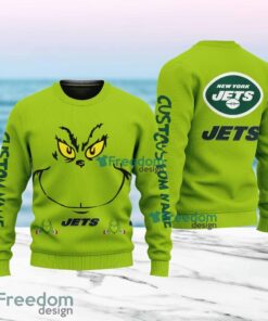 New York Jets NFL Ginch Face Funny Custom Name Ugly Sweater Merry Chistmas Gift For Fans