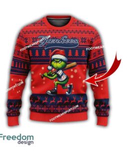 New York Yankees Multi Grinch Ugly Christmas Sweater Gift For Men And Women - New York YankeesMulti Grinch Ugly Christmas Sweater Gift Adult Photo 1