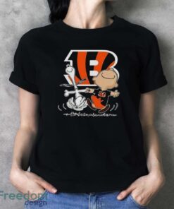 NFL Cincinnati Bengals Charlie Brown Snoopy Dancing T-Shirt - Ladies T-Shirt