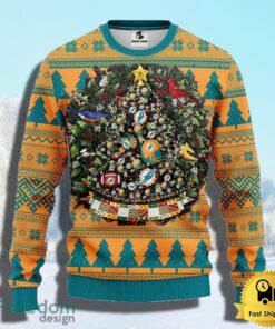 NFL Miami Dolphins Ugly Christmas Sweater Ball Pine Tree Christmas Unisex Sweater Gift