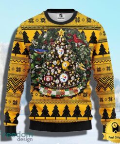 NFL Pittsburgh Steelers Ugly Christmas Sweater Ball Pine Tree Christmas Unisex Sweater Gift