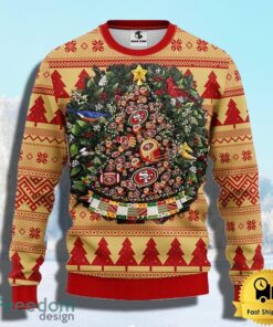 NFL San Francisco 49ers Ugly Christmas Sweater Ball Pine Tree Christmas Unisex Sweater Gift