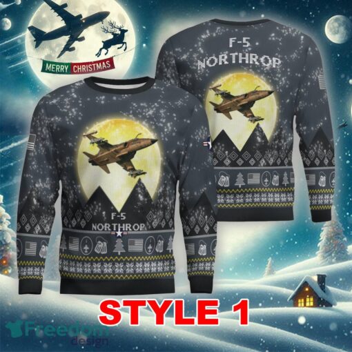 Northrop F-5 F5 Aircraft Moonlight Multi Color Ugly Christmas Sweater Gift Holidays - Northrop F-5 F5 Aircraft Moonlight Ugly Christmas Sweater_1