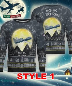 Northrop Grumman MQ-4C Triton MQ4C Aircraft Moonlight Multi Color Ugly Xmas Sweater Gift For Adult - Northrop Grumman MQ-4C Triton MQ4C Aircraft Moonlight Ugly Christmas Sweater_1