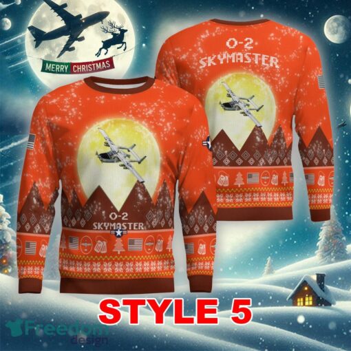 O-2 Skymaster O2 Aircraft Moonlight Multi Color Knitted Christmas Sweater AOP Gift For Men And Women - O-2 Skymaster O2 Aircraft Moonlight Ugly Christmas Sweater_33