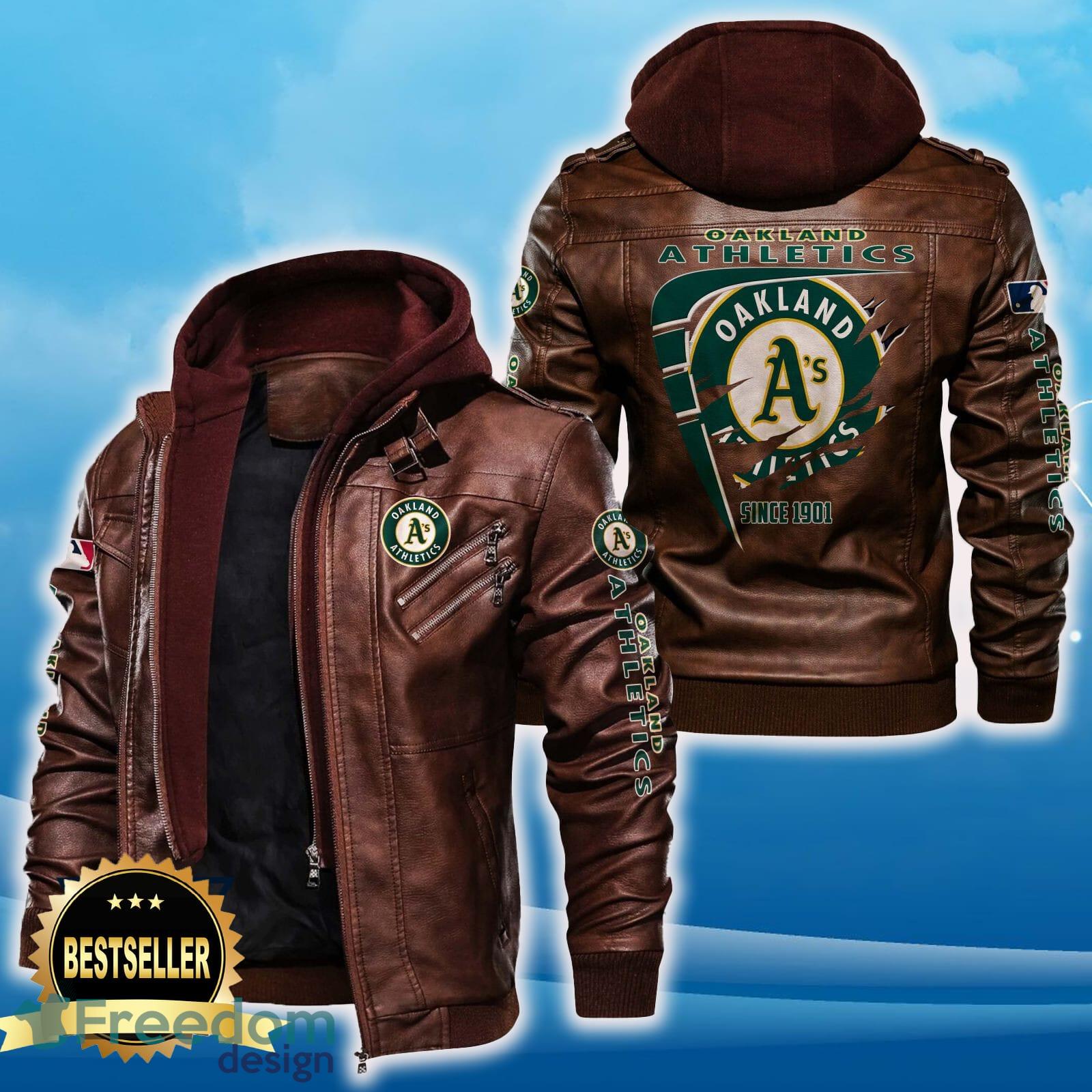 Oakland Athletics Leather Jacket Black And Brown Color For Men And Women Gift Fans All OVer Print Gift Fans image Oakland Athletics Leather Jacket Black And Brown Color For Men And Women Gift Fans All OVer Print Gift Fans - Oakland Athletics Leather Jacket_2