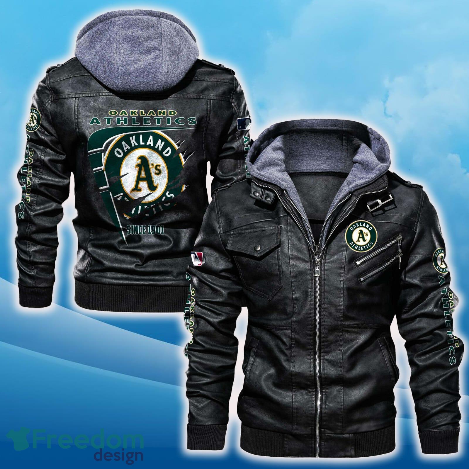 Oakland Athletics Leather Jacket Black And Brown Color For Men And Women Gift Fans All OVer Print Gift Fans image Oakland Athletics Leather Jacket Black And Brown Color For Men And Women Gift Fans All OVer Print Gift Fans - Oakland Athletics Leather Jacket_1