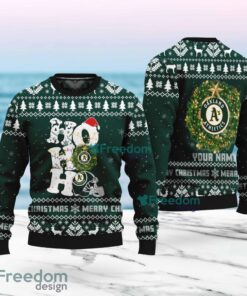 Oakland Athletics MLB Custom Name Christmas Wreath Ugly Sweater Christmas For Fans