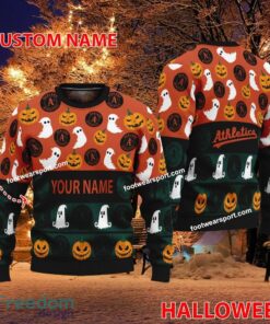Oakland Athletics Personalized Halloween Ugly Xmas Sweater AOP For Fans