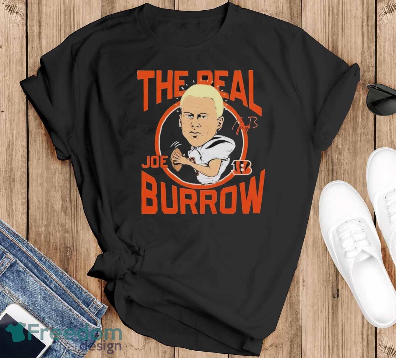 Official Bengals The Real Joe Burrow Signature Shirt image Official Bengals The Real Joe Burrow Signature Shirt - Black T-Shirt