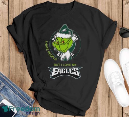 Official santa Grinch I Hate People But I Love My Philadelphia Eagles Shirt - Black T-Shirt