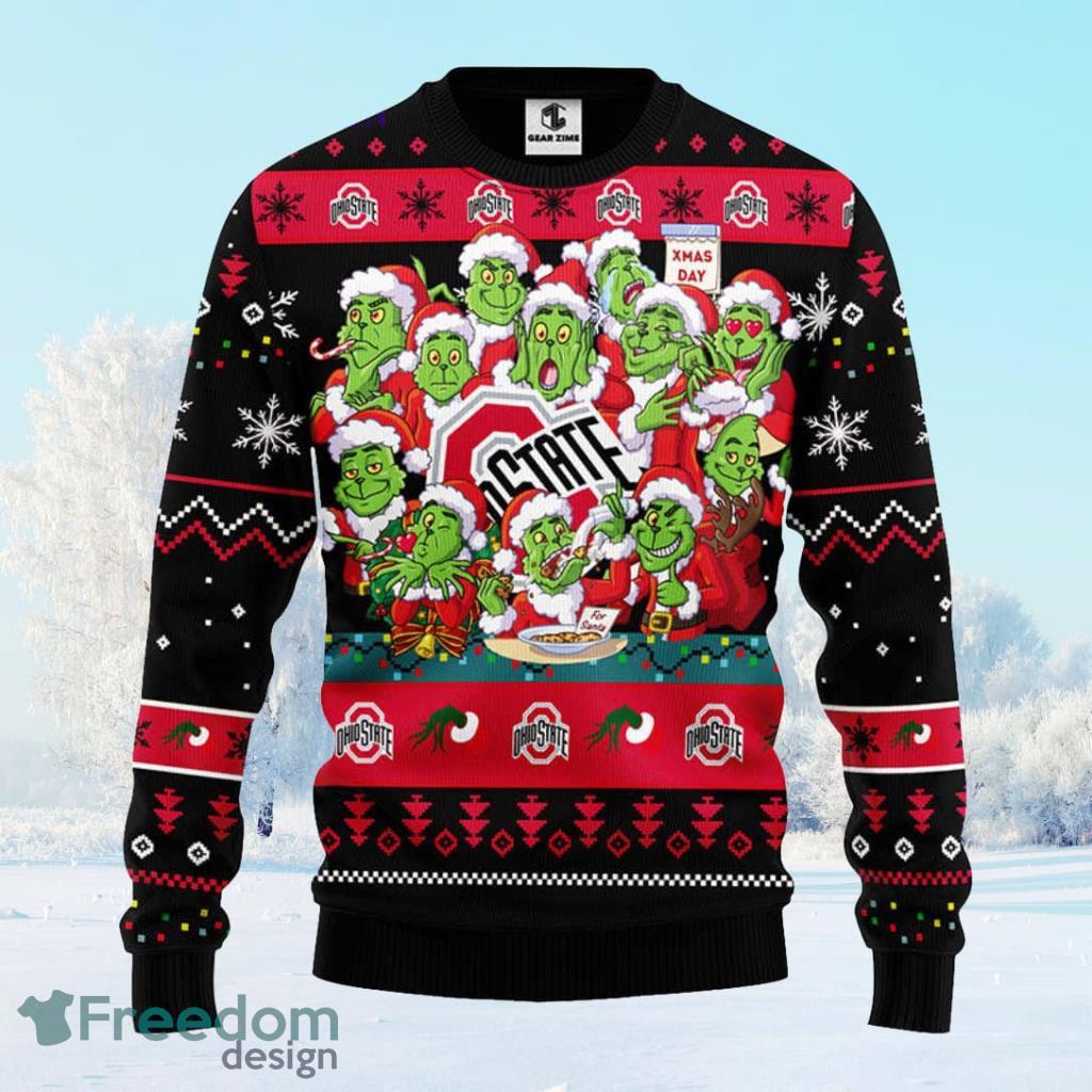 Ohio State Buckeyes 12 Grinch Xmas Day Christmas Ugly Sweater Gift For Men And Women image Ohio State Buckeyes 12 Grinch Xmas Day Christmas Ugly Sweater Gift For Men And Women Product Photo 1