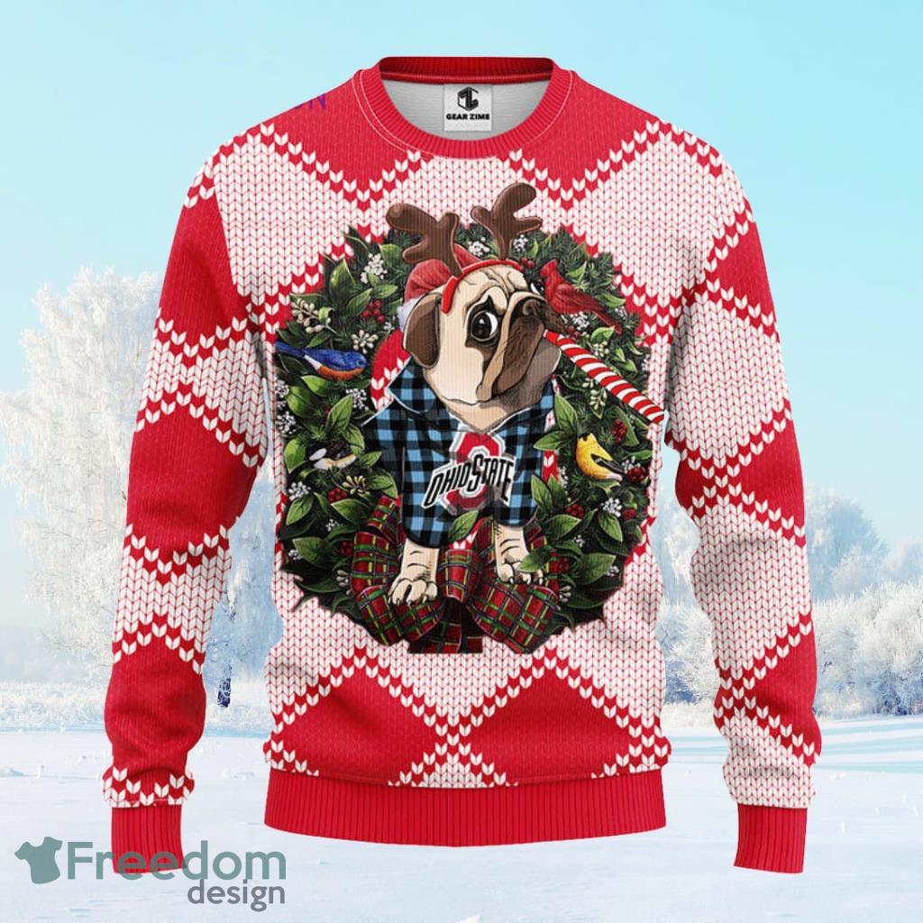 Ohio State Buckeyes Pub Dog Christmas Ugly Sweater Gift For Men And Women image Ohio State Buckeyes Pub Dog Christmas Ugly Sweater Gift For Men And Women Product Photo 1