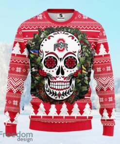 Ohio State Buckeyes Skull Flower Ugly Christmas Ugly Sweater Gift For Men And Women