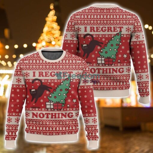 On The Naughty List And I Regret Nothing Cat Christmas Ugly Sweater 3D Printed Sweater Christmas Gift - On The Naughty List And I Regret Nothing Cat Christmas Ugly Sweater-3