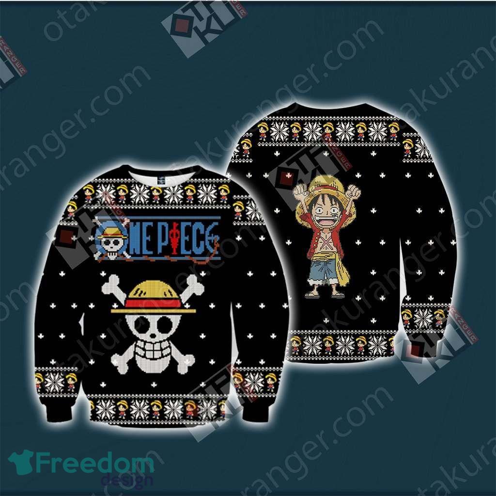 One Piece Luffy 3D Christmas Ugly Sweater 3D image One Piece Luffy 3D Christmas Ugly Sweater 3D Product Photo 1